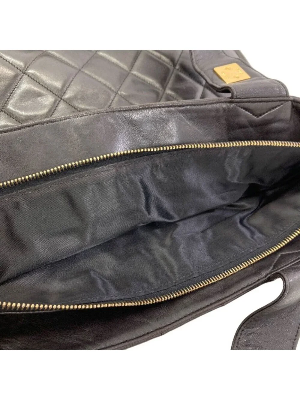 Chanel Quilted Gold Tote Bag Lambskin